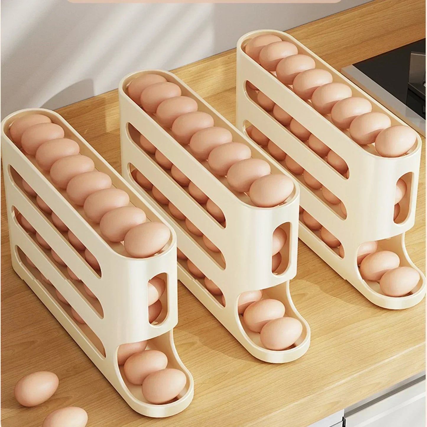 Slide Egg Storage Box Ladder Style Egg Box Storage Refrigerator Side Door Large Capacity Automatic Egg Rolling Machine