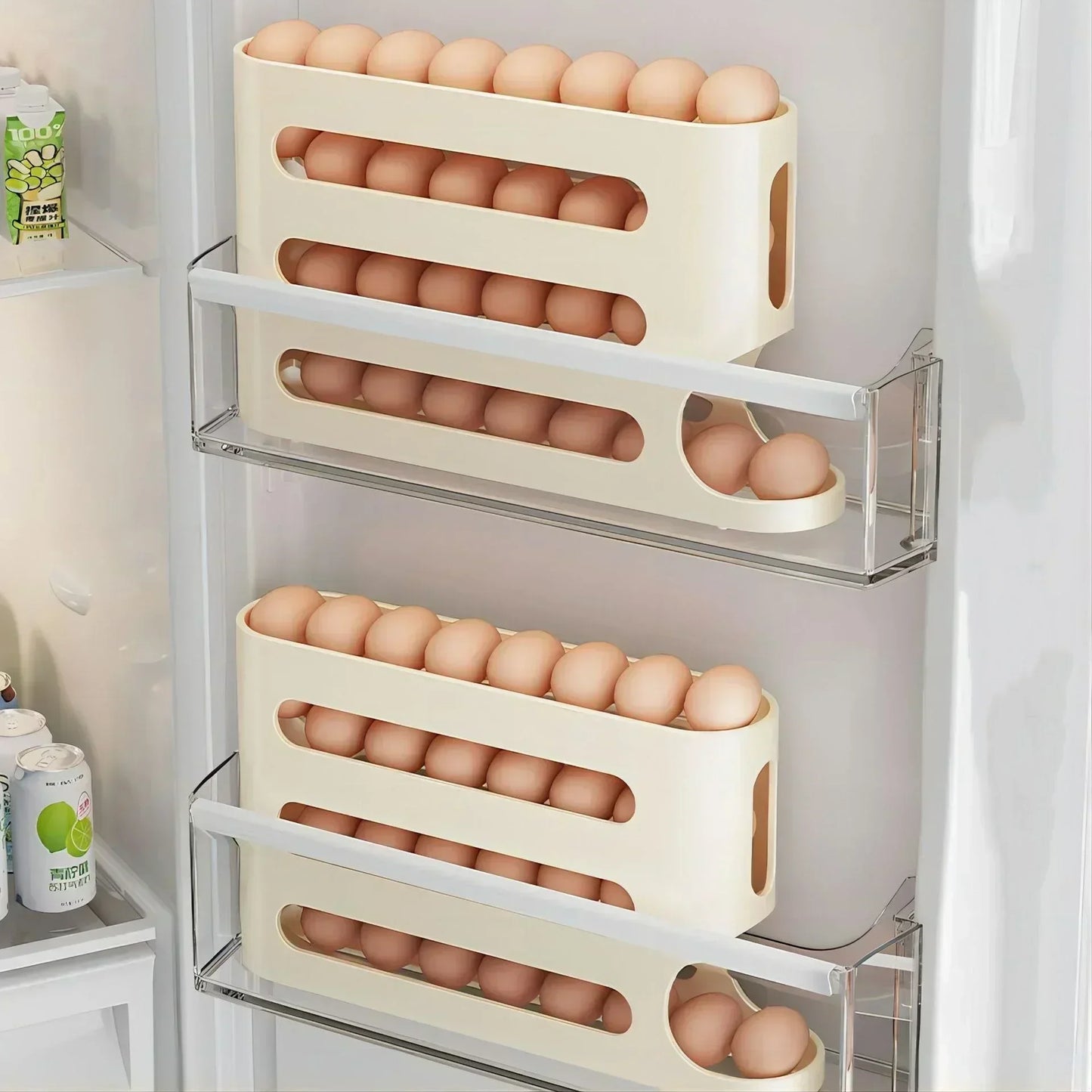 Slide Egg Storage Box Ladder Style Egg Box Storage Refrigerator Side Door Large Capacity Automatic Egg Rolling Machine